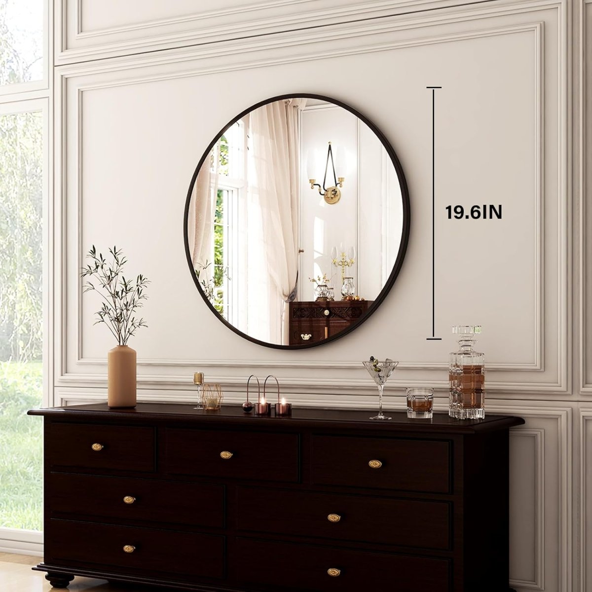 HARRITPURE Round Mirror 30 Black Wall Mounted Circle Mirrors Vanity Mirror with Brushed Aluminum Alloy Frame Modern Decoration for Bathroom, Living Room, Vanity, Bedroom, Entryway - Homesidy.com