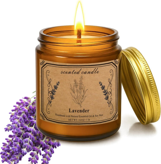 Candles for Home Scented, 16oz Large Soy Wax Lavender Scented Candle, 100 Hour Burn Time, Aromatherapy Candle, Ideal for Christmas, Anniversary, Birthday Gift - Homesidy.com