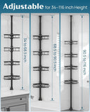 SEIRIONE Rustproof Shower Corner Caddy Organizer for Bathroom, 4 Adjustable Shelves with Tension Pole, for Bathtub Shampoo Accessories Storage Holder, 34 to 116 Inch Height - Homesidy.com