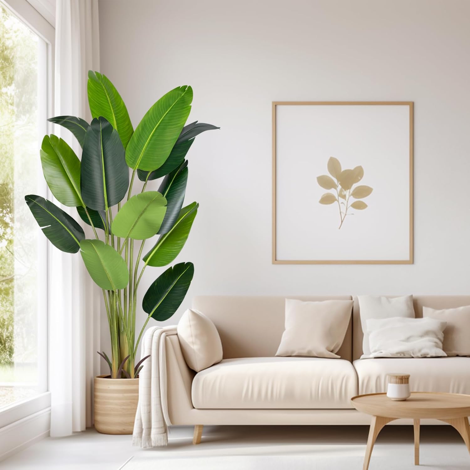 Artificial Bird of Paradise Plant 7Ft Fake Tropical Palm Tree with 17Trunks Faux Banana Leaf Trees in Pot for Home Indoor Outdoor Office Modern Decor Housewarming - Homesidy.com