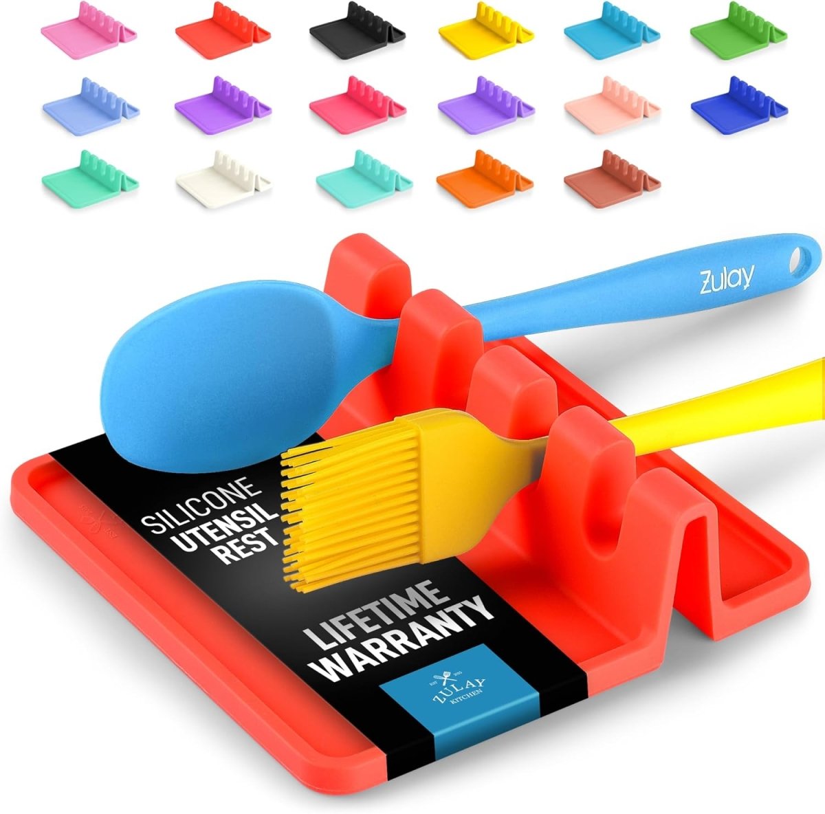 Zulay Kitchen Spoon Rest for Multiple Utensils High Heat - Resistant Silicone Drip Pad, BPA - Free Spoon Holder for Stove Top, Kitchen Gadget Holder for Ladles, Tongs, Cooking Spatula - Makes Great Gift - Homesidy.com
