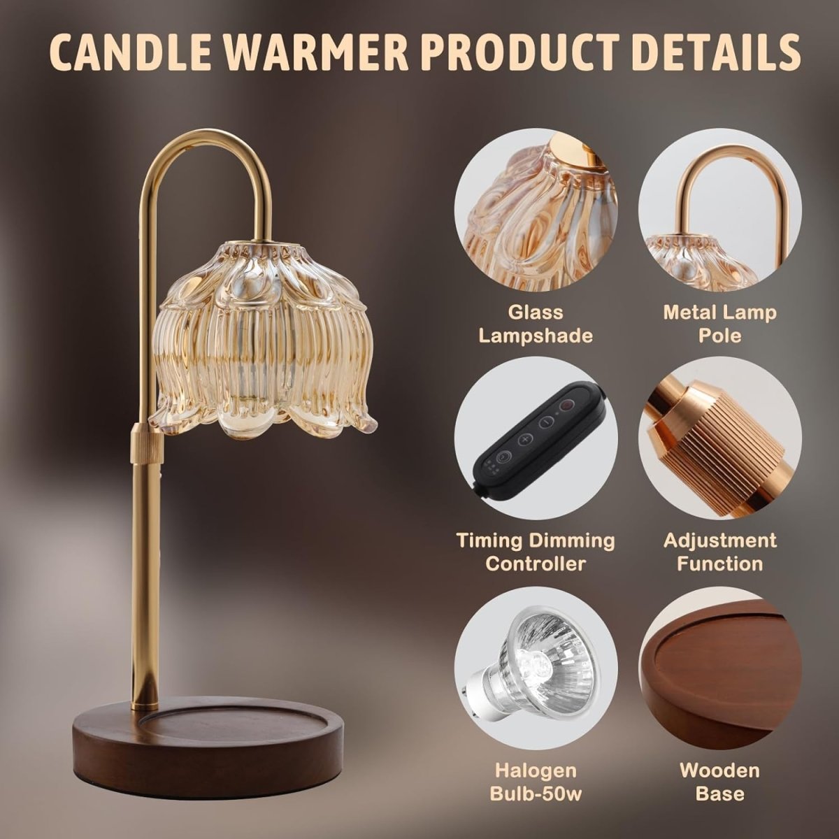 GEEZO Fragrance Candle Warmer Lamp，Electric Candle Warmer with Timer &amp; Dimmer，Mom Christmas Birthday Gifts for Women, House Warming Gifts New Home Bedroom Decor - Homesidy.com