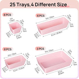 Vtopmart 25 PCS Clear Plastic Drawer Organizers Set, 4 - Size Versatile Bathroom and Vanity Drawer Organizer Trays, Storage Bins for Makeup, Bedroom, Kitchen Gadgets Utensils and Office - Homesidy.com