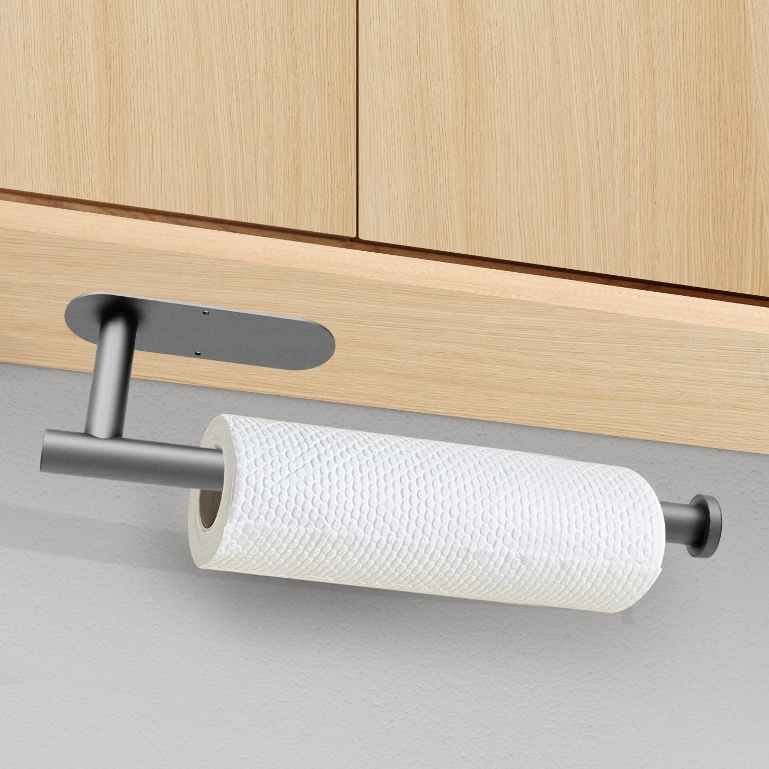 DEKAVA Paper Towel Holder Under Cabinet Wall Mount for Kitchen Towel, Self - Adhesive Bar, Rack, SUS304 Stainless Steel 13 inch (BlackA, 1) - Homesidy.com