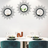 3 Pack Metal Mirrors for Wall Sunburst Wall Mirrors Home Décor Decorative Hanging Wall Art for Living Room Bedroom Entryway (Gold, Flower Sunburst) - Homesidy.com