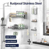 NESOMI Shower Caddy Adhesive Shower Organizer 7 - Pack, Rustproof Stainless Steel Bathroom Shelves, Large Capacity No - Drill Rack Storage Accessories with Soap Dish Toothbrush Holder &amp;24 Hooks Home Decor - Homesidy.com