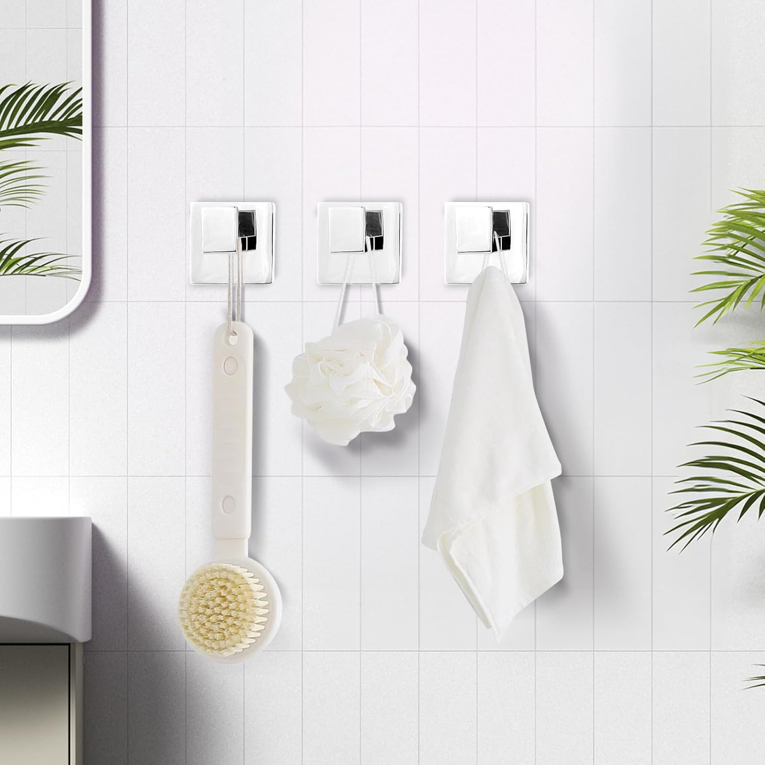 IBosins 4 Pack Towel Hooks Hand Towel Holder for Bathroom Wall Livingroom Bedroom Kitchen Closet Heavy Duty Stainless Steel Hook Hanger for Robe, Bath Towel, Coat (Square Matte Black) - Homesidy.com