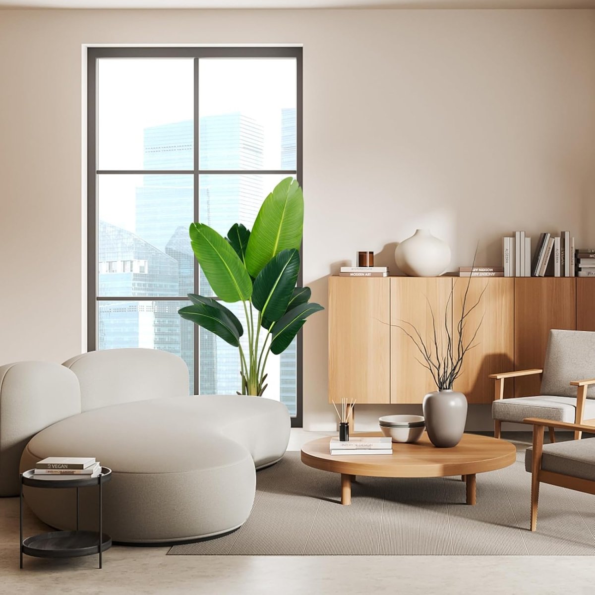 Artificial Bird of Paradise Plant 7Ft Fake Tropical Palm Tree with 17Trunks Faux Banana Leaf Trees in Pot for Home Indoor Outdoor Office Modern Decor Housewarming - Homesidy.com