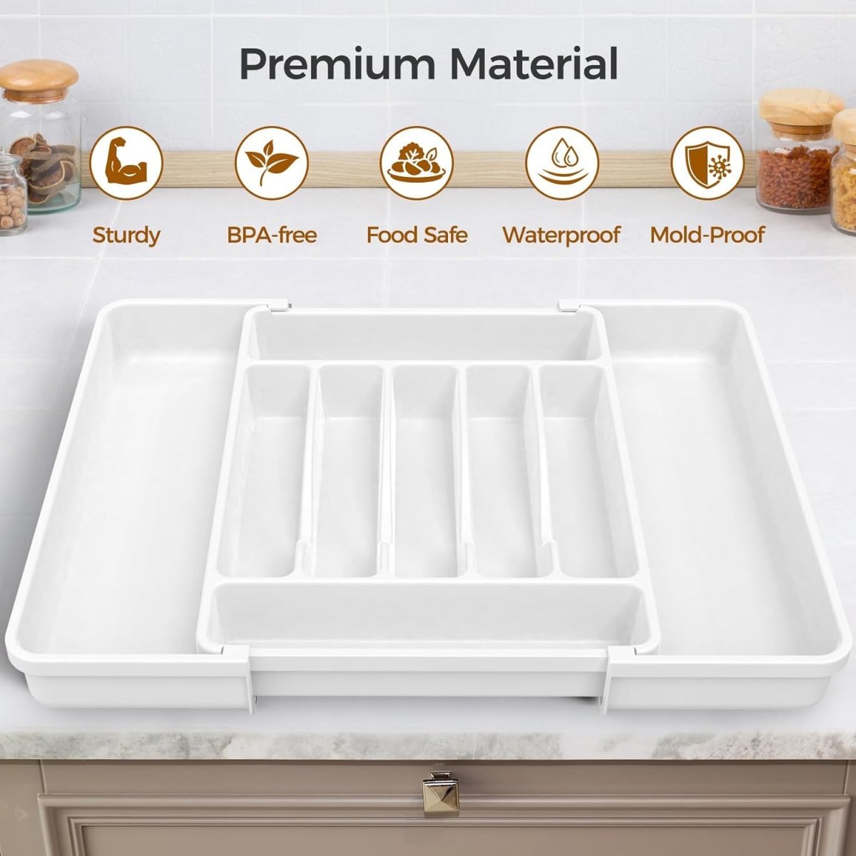 ukeetap Extra Large Expandable Silverware Organizer, BPA - Free Food - Safe Cutlery Flatware Organizer, Kitchen Utensil Drawer Organizer, Adjustable Silverware Holder for Spoons Forks Knives, Black - Homesidy.com