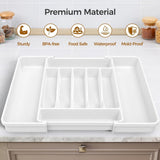 ukeetap Extra Large Expandable Silverware Organizer, BPA - Free Food - Safe Cutlery Flatware Organizer, Kitchen Utensil Drawer Organizer, Adjustable Silverware Holder for Spoons Forks Knives, Black - Homesidy.com