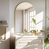 VooBang Arched Wall Mirror, 30 x 38 inch Arch Bathroom Mirror, Wall Mounted Vanity Mirror with Arch Metal Frame, Modern Bathroom Vanity Mirror for Bedroom, Living Room, Hanging or Leaning, Black - Homesidy.com