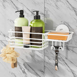 TAILI Shower Caddy Suction Cup 2 Pack with Hooks &amp; Soap holder, Heavy Duty Shower Organizer for Bathroom, No Drilling Bathroom Organizer with Large Capacity, Black Metal Storage Basket - Homesidy.com