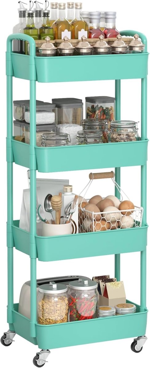 Sywhitta 3 - Tier Plastic Rolling Utility Cart with Handle, Multi - Functional Storage Trolley for Office, Living Room, Kitchen, Movable Storage Organizer with Wheels, White - Homesidy.com