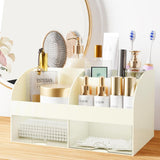Makeup Organizer with Drawers, Cosmetic Storage for Dresser Vanity and Bathroom Countertop, Beauty Holder for Lipstick Brush, Skincare Organizer for Vanity, Cosmetic Display Case (White) - Homesidy.com