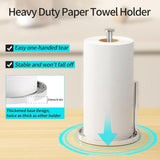 Paper Towel Holder Countertop, Standing Paper Roll Holder with Anti Slip Weighted Base, Stainless Steel Freestanding Paper Towel Holder for Kitchen, Black - Homesidy.com
