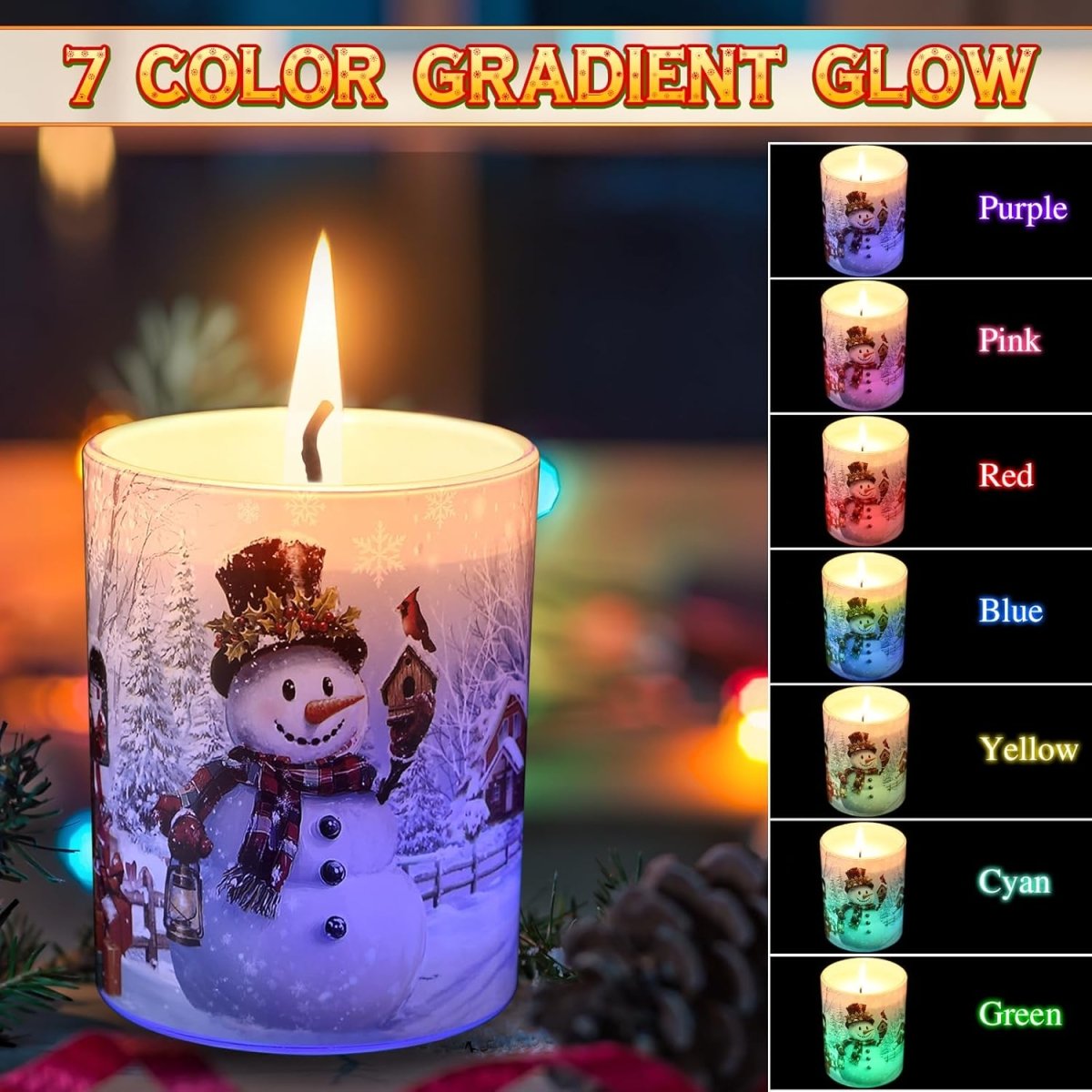 Electricwise Christmas Scented Candle Gift Set for Women, LED Xmas Candles Can Change Into 7 Colors, Winter Candle with 7.6oz Soy Wax Fir Holiday Candles for Christmas Women Gift(Snowman) - Homesidy.com