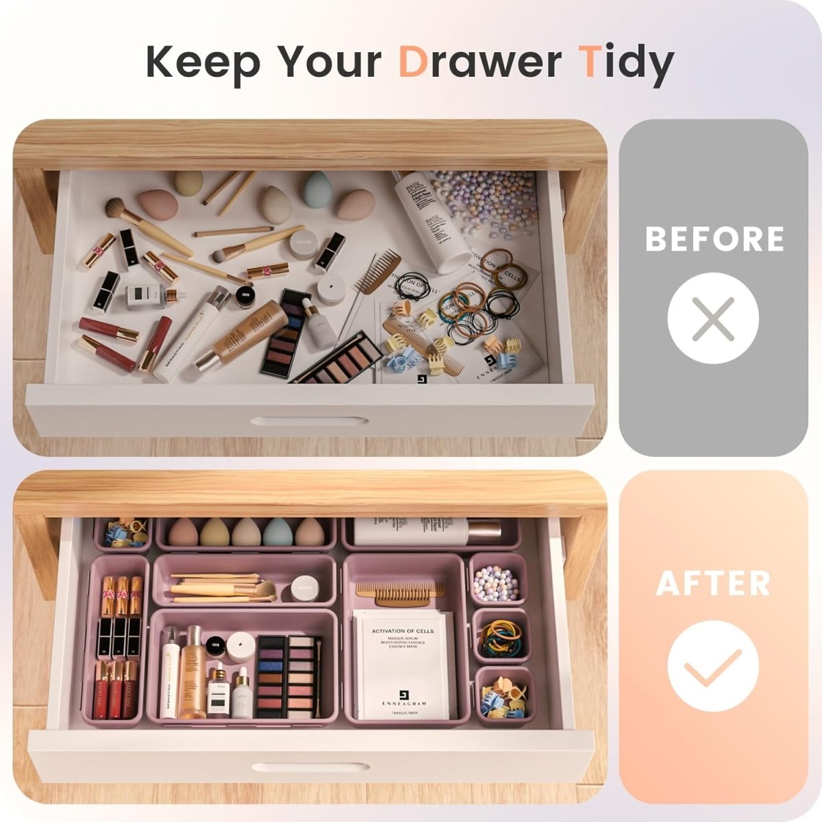 A - LuGei 【Military Grade Drawer Organizer, 【𝟱𝗦𝗶𝘇𝗲】 Makeup organizer, 【Holds 177 Items】 Bathroom Organizers and Storage, Organization and Storage, Desk Drawer Organizer for Bathroom Vanity - Homesidy.com
