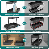 2 Pack Under Sink Organizer 2 Tier Sliding Cabinet Organizers Multi - Purpose Sink Storage Basket L - Shape Narrow Space Storage Shelves with 4 Hook for Kitchen Bathroom Drawer, Black - Homesidy.com