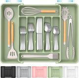ukeetap Extra Large Expandable Silverware Organizer, BPA - Free Food - Safe Cutlery Flatware Organizer, Kitchen Utensil Drawer Organizer, Adjustable Silverware Holder for Spoons Forks Knives, Black - Homesidy.com