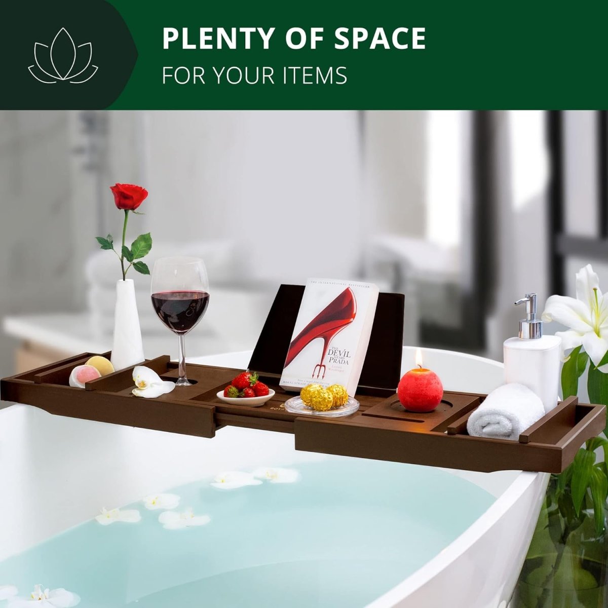 ROYAL CRAFT WOOD Bathtub Tray Caddy for Tub, Bamboo Bath Shelf, Premium Foldable Wood Bath Table, Expandable Bathtub &amp; Bathroom Accessories, New Home Gifts for Mom, Housewarming, Anniversary, Wedding - Homesidy.com