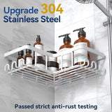 YASONIC Corner Adhesive Shower Caddy, with Soap Holder and 12 Hooks, Rustproof Stainless Steel Bathroom Organizer, No Drilling Wall Mounted Rack, Black, 3 - Pack - Homesidy.com