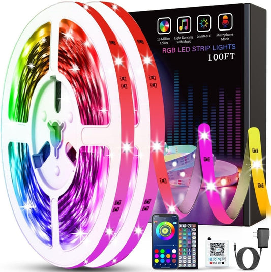 Tenmiro Led Lights for Bedroom 100ft (2 Rolls of 50ft) Music Sync Color Changing Strip Lights with Remote and App Control RGB Strip, for Room Home Party Decoration - Homesidy.com