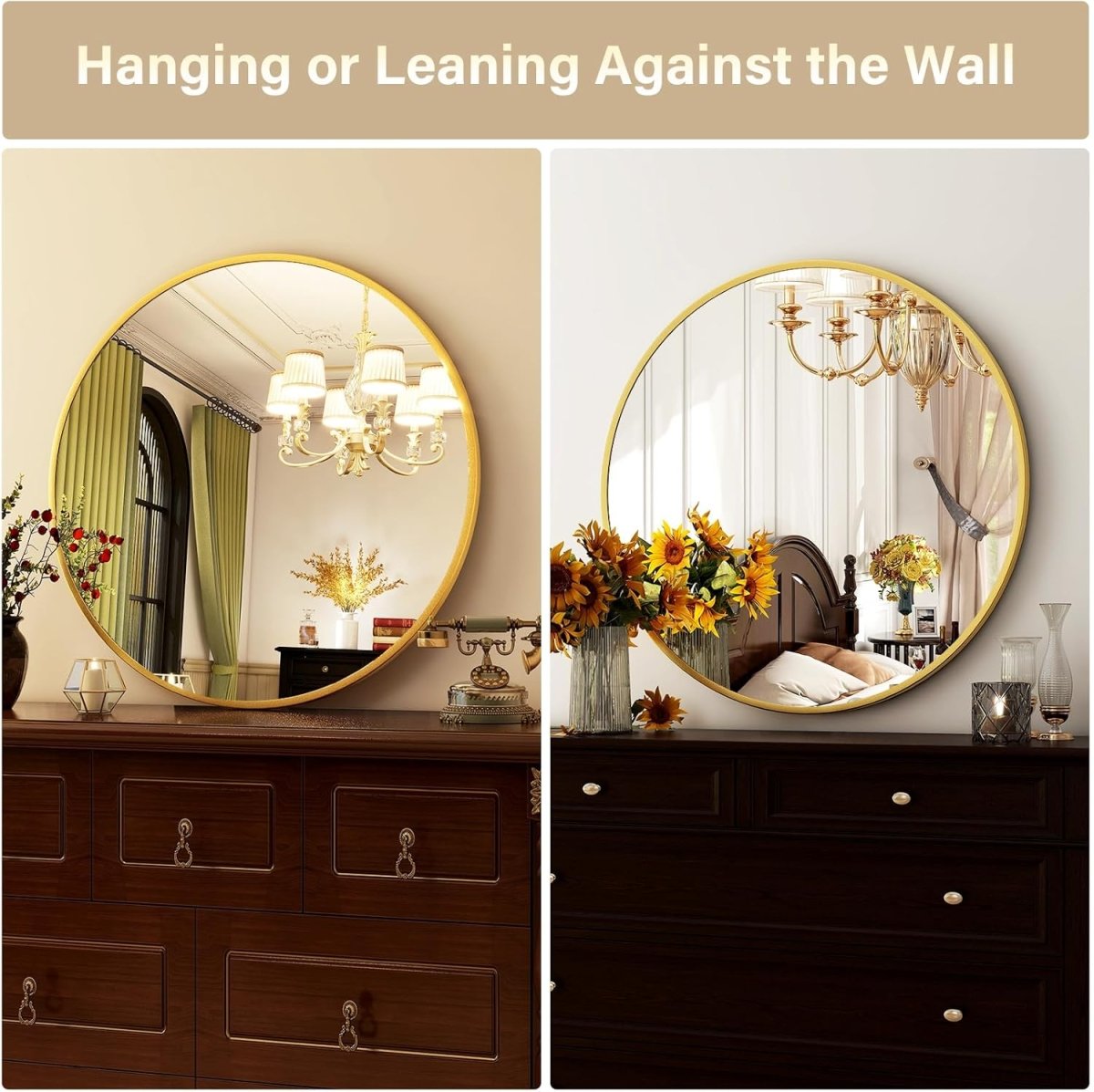 HARRITPURE Round Mirror 30 Black Wall Mounted Circle Mirrors Vanity Mirror with Brushed Aluminum Alloy Frame Modern Decoration for Bathroom, Living Room, Vanity, Bedroom, Entryway - Homesidy.com