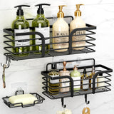 Shower Caddy, Adhesive Shower Organizer with Soap Dish and 4 Hooks, Rustproof Stainless Steel Shower Shelves, Wall Mounted No Drilling Storage Shelf Basket Accessories for Bathroom &amp; Kitchen - Homesidy.com