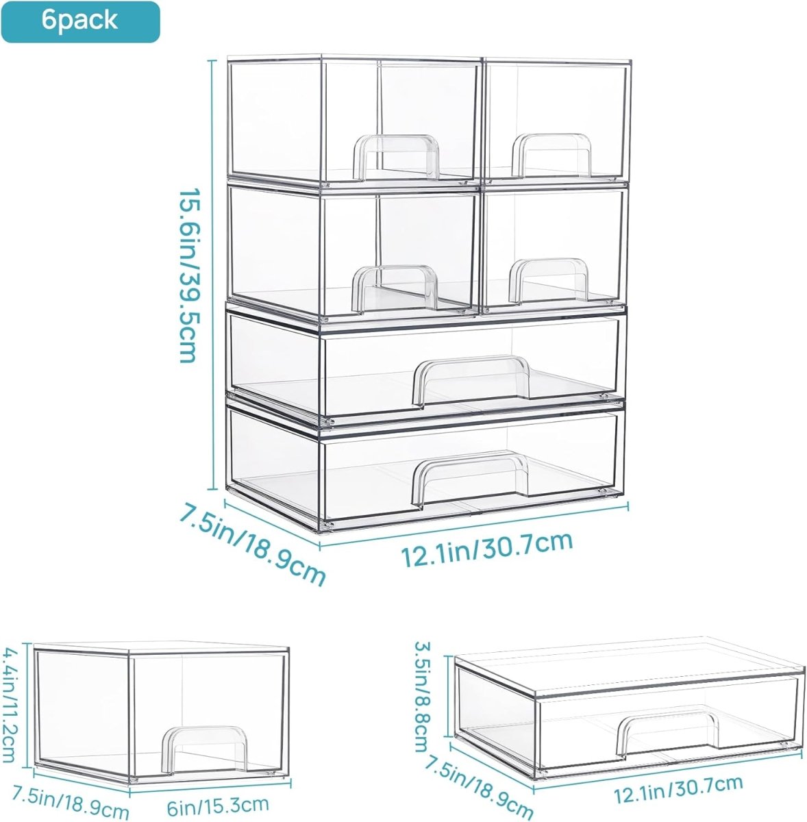 Vtopmart Stackable Storage Drawers Set of 5, Clear Plastic Organizer Bins for Baby Bottle, Beauty Supplies Storage, Ideal for Kichen Countertop, Vanity, Bathroom, Cabinet, Pantry Organization - Homesidy.com