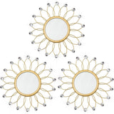 3 Pack Metal Mirrors for Wall Sunburst Wall Mirrors Home Décor Decorative Hanging Wall Art for Living Room Bedroom Entryway (Gold, Flower Sunburst) - Homesidy.com