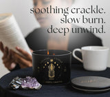 Black Crystal Candle for Women - 12oz Wood Wick Candle That Crackles with Natural Soy Wax. Luxurious Slow Burn, for Meditation. Includes Amethyst &amp; Smokey Quartz Crystals - Homesidy.com