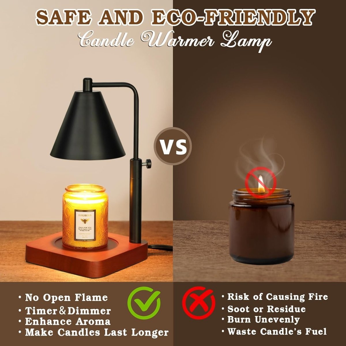 Modern Candle Warmer Lamp with Timer, Dimmable Candle Lamp Warmer, Men Women Christmas Birthday Gifts, Black Candle Warmer, Adjustable Candle Light Warmer, Cozy Living Room Bedroom Home Decor - Homesidy.com