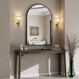 VooBang Arched Wall Mirror, 30 x 38 inch Arch Bathroom Mirror, Wall Mounted Vanity Mirror with Arch Metal Frame, Modern Bathroom Vanity Mirror for Bedroom, Living Room, Hanging or Leaning, Black - Homesidy.com
