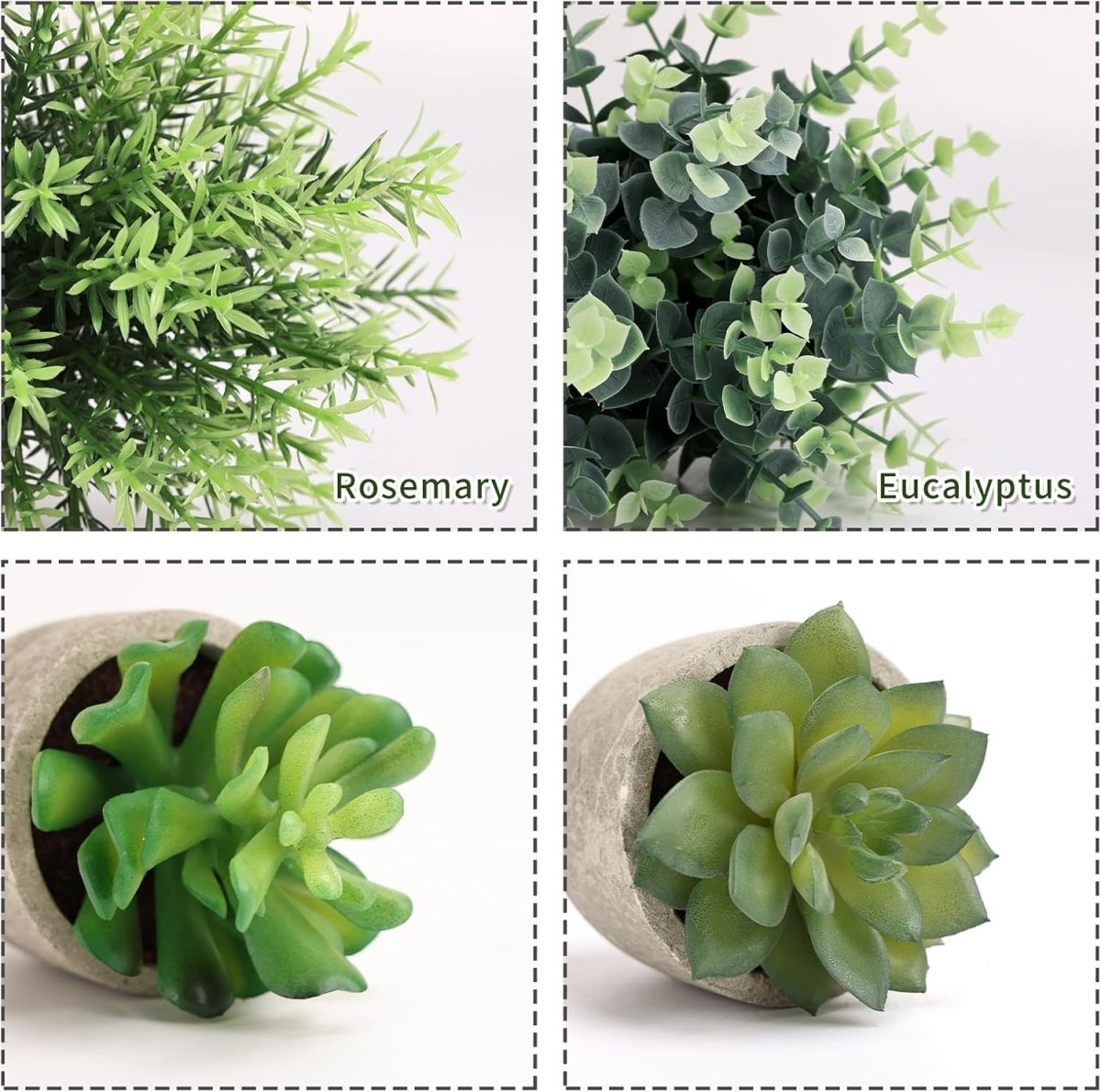 CEWOR 4 Pack Small Fake Plants Eucalyptus Rosemary Succulents Plants Artificial in Pots for Shelf Artificial Greenery Eucalyptus Plant Indoor for Home Bedroom Living Room Decoration - Homesidy.com