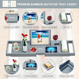 Premium Bamboo Bathtub Tray Caddy - Bath Tub Tray Table for Bathtub - Bath Caddy Tray for Bathtub, Expandable Size, Fits Most Bath Tubs - Homesidy.com