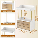 StorBin 3 Drawers Makeup Organizer - 5 Tier Bathroom Counter Organizers and Storage, Versatile Perfume Vanity Organizer, Ideal for Cosmetic, Large Skincare, Face Mask, Office Supplies, Amber - Homesidy.com