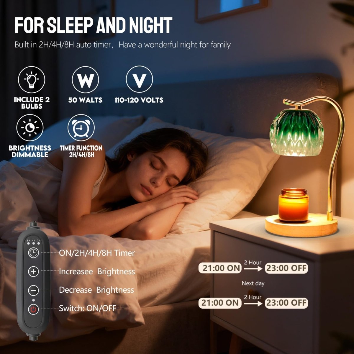 GEEZO Fragrance Candle Warmer Lamp，Electric Candle Warmer with Timer &amp; Dimmer，Mom Christmas Birthday Gifts for Women, House Warming Gifts New Home Bedroom Decor - Homesidy.com