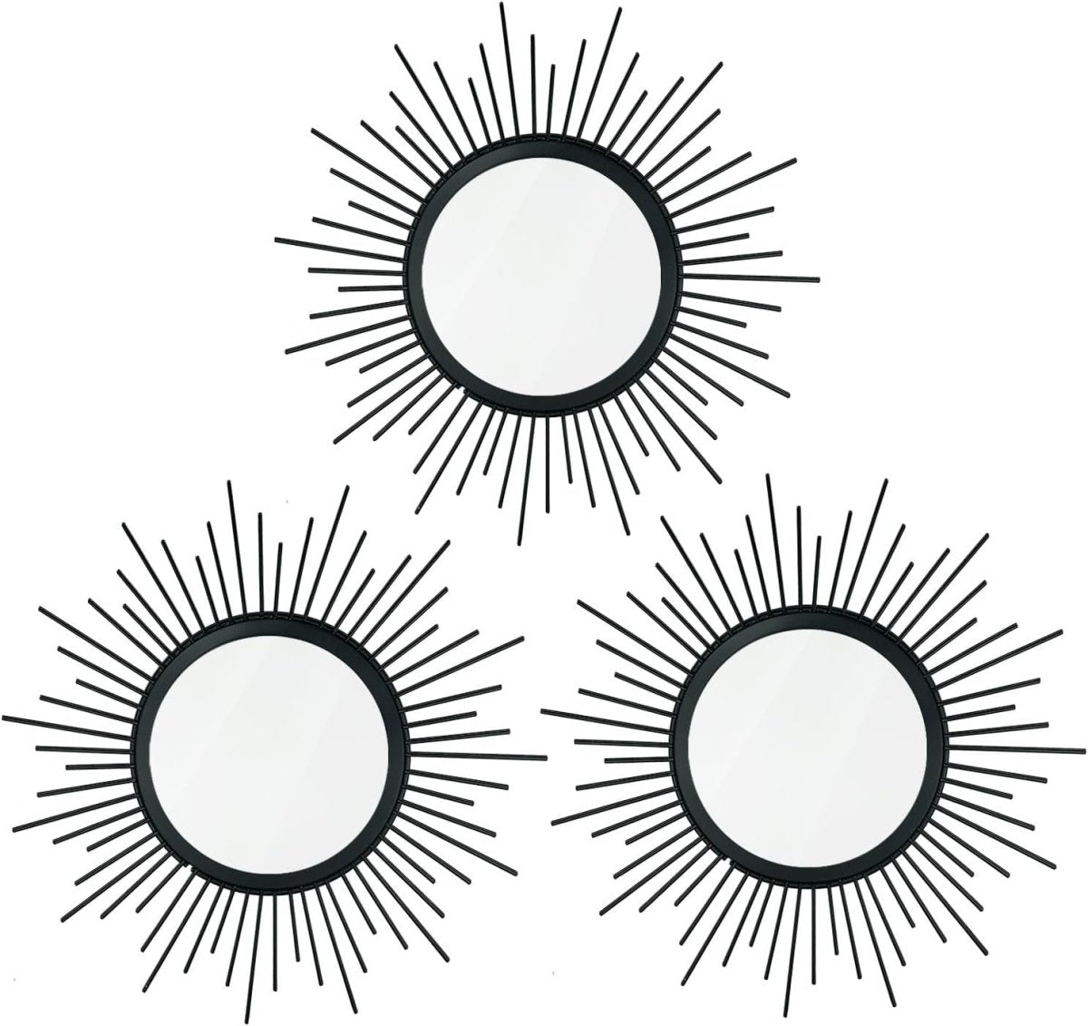 3 Pack Metal Mirrors for Wall Sunburst Wall Mirrors Home Décor Decorative Hanging Wall Art for Living Room Bedroom Entryway (Gold, Flower Sunburst) - Homesidy.com