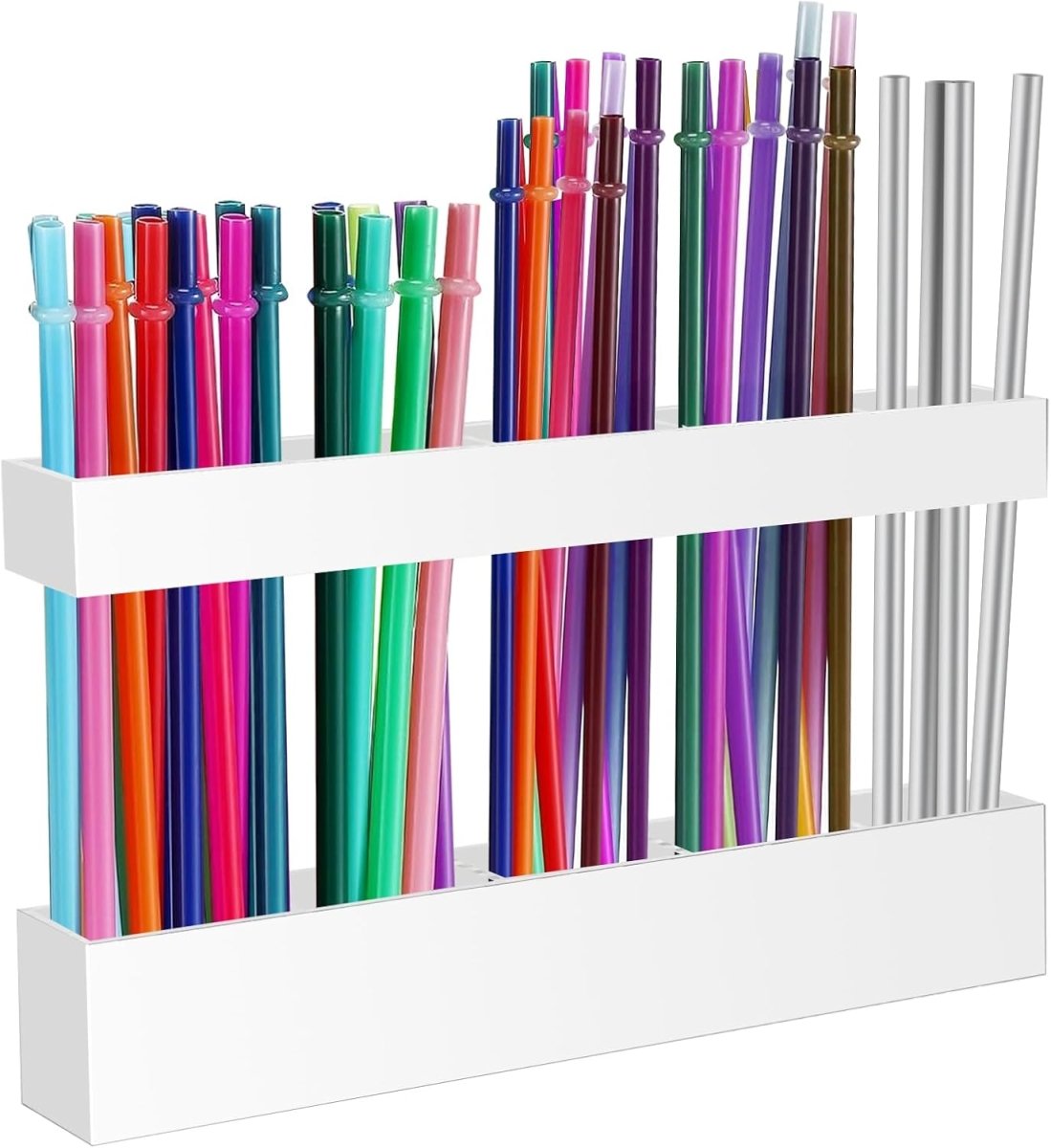 Malldii 9.5” Large Acrylic Straw Holder for Cabinet Door - Reusable Tumbler Straw Organizer Storage, Small Kitchen Accessories Container, Ultra Sticky Cupboard Door Mounted (Transparent) - Homesidy.com