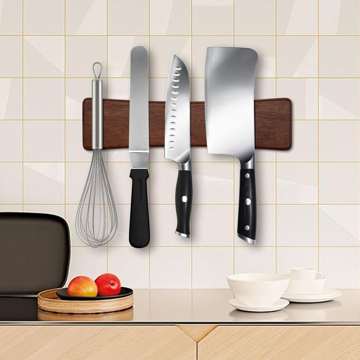 HOSHANHO Magnetic Knife Strips, Magnetic Knife Holder for Wall 16 Inch, Acacia Wood Knife Magnetic Strip Use as Knife Bar, Knife Holder for Kitchen Utensil Organizer - Homesidy.com