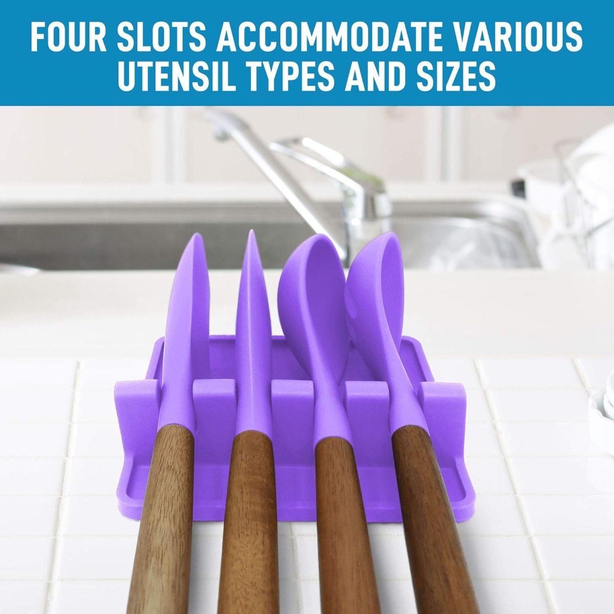 Zulay Kitchen Spoon Rest for Multiple Utensils High Heat - Resistant Silicone Drip Pad, BPA - Free Spoon Holder for Stove Top, Kitchen Gadget Holder for Ladles, Tongs, Cooking Spatula - Makes Great Gift - Homesidy.com