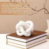 Yalikop 3 Link Wood Knot Decor - Hand Carved Coffee Table Decoration, Boho Chain Link Decor, Modern Shelf, Rustic Objects for Home Living Room Bedroom(White) - Homesidy.com