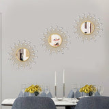 3 Pack Metal Mirrors for Wall Sunburst Wall Mirrors Home Décor Decorative Hanging Wall Art for Living Room Bedroom Entryway (Gold, Flower Sunburst) - Homesidy.com