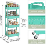 Sywhitta 3 - Tier Plastic Rolling Utility Cart with Handle, Multi - Functional Storage Trolley for Office, Living Room, Kitchen, Movable Storage Organizer with Wheels, White - Homesidy.com