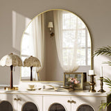VooBang Arched Wall Mirror, 30 x 38 inch Arch Bathroom Mirror, Wall Mounted Vanity Mirror with Arch Metal Frame, Modern Bathroom Vanity Mirror for Bedroom, Living Room, Hanging or Leaning, Black - Homesidy.com