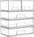 Vtopmart Stackable Storage Drawers Set of 5, Clear Plastic Organizer Bins for Baby Bottle, Beauty Supplies Storage, Ideal for Kichen Countertop, Vanity, Bathroom, Cabinet, Pantry Organization - Homesidy.com