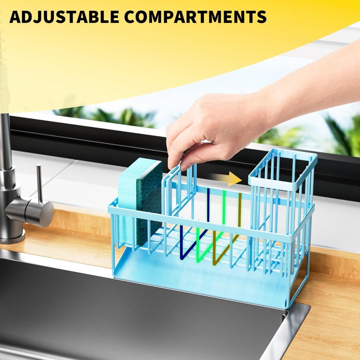 Cisily Kitchen Sink Caddy Organzier with High Brush Holder, Sponge Holder for Sink, 304 Rustproof Stainless, Kitchen Countertop Soap Dispenser Organizer, Kitchen Decor and Accessories - Homesidy.com