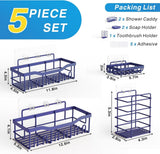EUDELE Adhesive Shower Caddy, 5 Pack Rustproof Stainless Steel Bath Organizers With Large Capacity, No Drilling Shelves for Bathroom Storage &amp; Home Decor - Homesidy.com