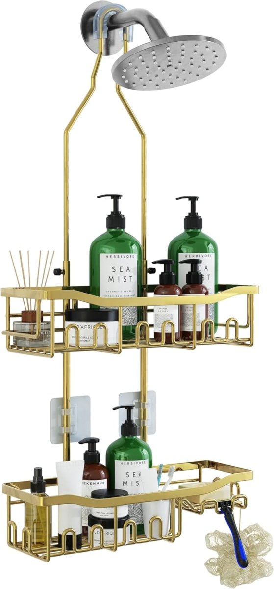 Joqixon Upgraded Extended Length Shower Organizer with Hooks, Rustproof Shampoo Soap Holder, Large Hanging Bathroom Caddy - Homesidy.com