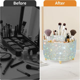 fanado 360° Rotate Makeup Brush Holder Organizer, Makeup Organizers Countertop, Makeup organization and Skincare Storage for Vanity, Desktop, Bathroom (White) - Homesidy.com